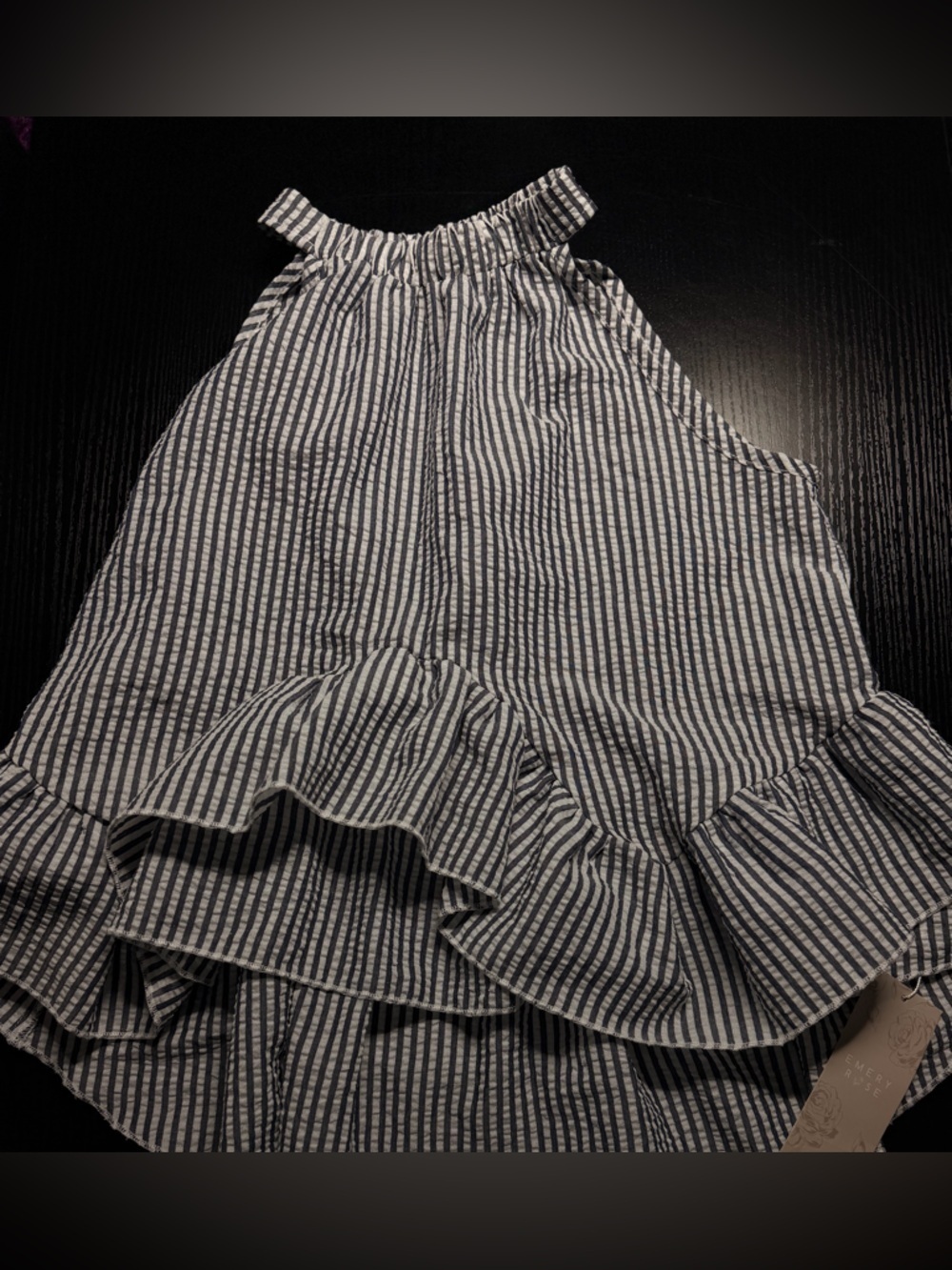 Striped Ruffle Top in Navy and White